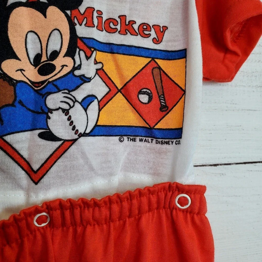 Vintage Waly Disney Co. Mickey Mouse 1984 Snap Pajamas Toddler Size 9M US Made - Picture 4 of 11